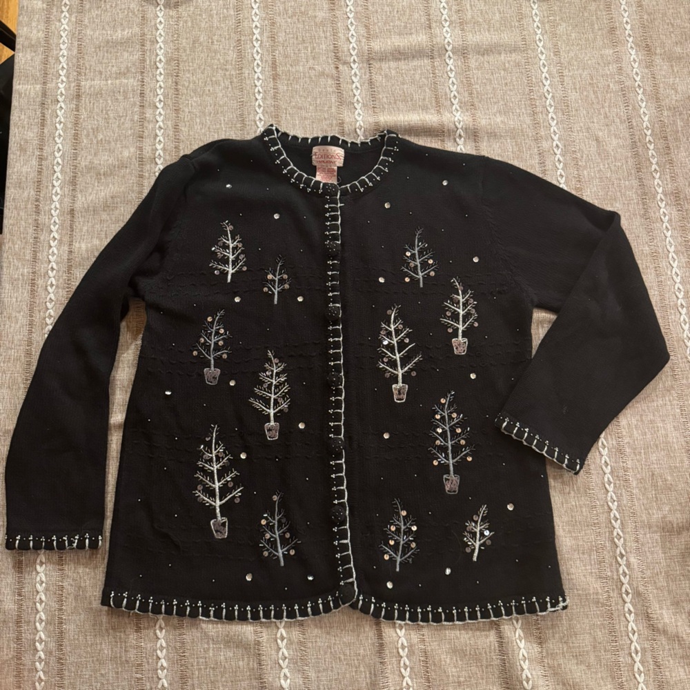 Vintage Basic Editions holiday extra large Black Embroidered Women's Jacket‎